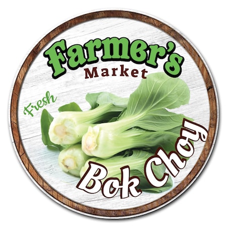 Corrugated Plastic Sign With Stakes 16in Circular-Farmers Market Bok Choy